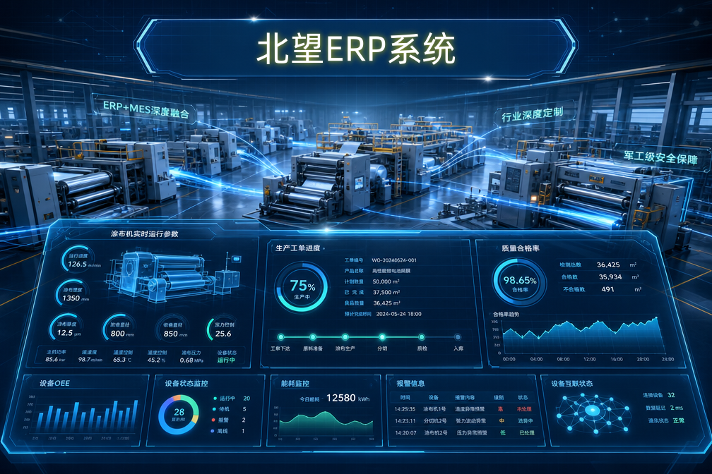 北望ERP系统数据看板界面