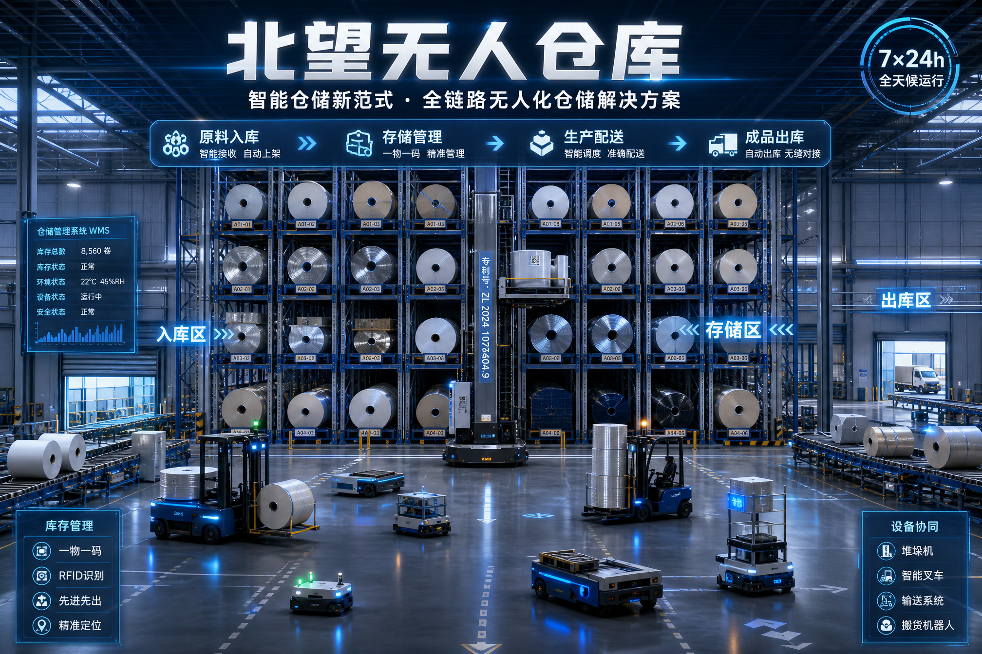 北望无人仓库AGV智能搬运
